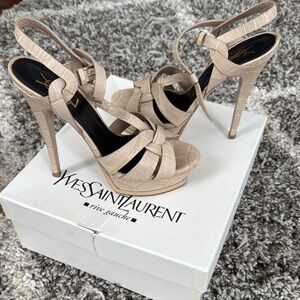 Yves Saint Laurent Beige Strappy Heels
